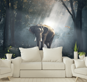 Elephant in forest mural wallpaper - TenStickers