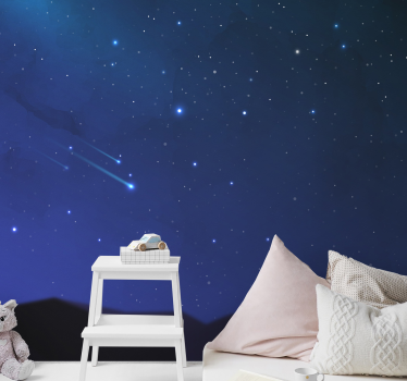 Falling stars night sky wall mural - TenStickers