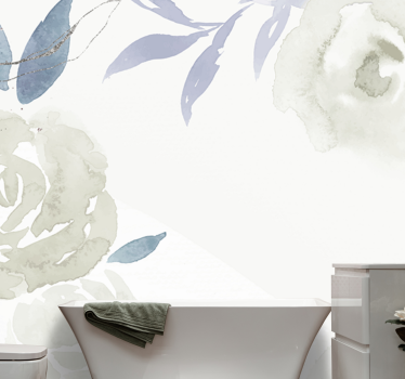 Floral decor artistic illustration Bathroom Wall Murals - TenStickers