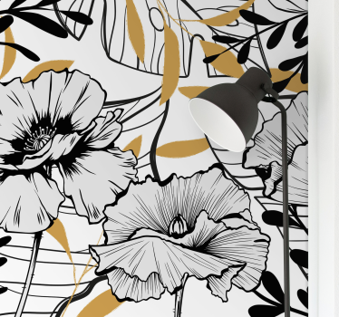 Floral Outline Patterns flower wall mural - TenStickers