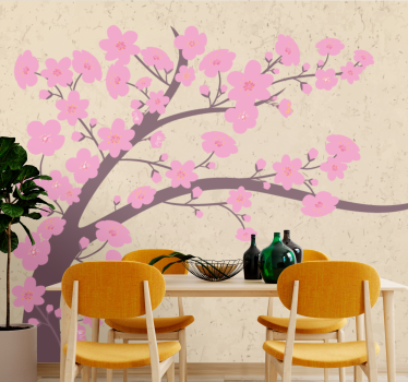 Flower wall mural blossoming cherry tree - TenStickers