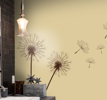 Flower wall mural dandelion seeds in the breeze - TenStickers