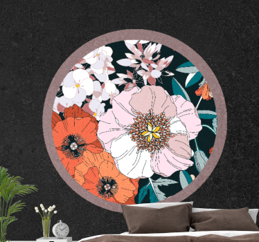 Flower wall mural floral circle design - TenStickers
