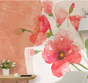 Flower wall mural floral watercolor design - TenStickers
