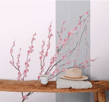 Flower wall mural gentle pink blooms - TenStickers