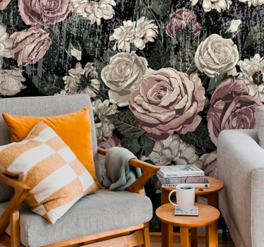 Flower wall mural vintage floral explosion - TenStickers