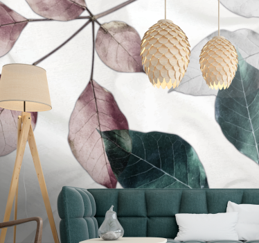 Flower wall mural with delicate leaf patterns - TenStickers