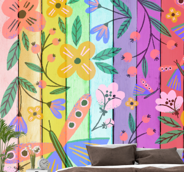 Flower wall mural with lively floral designs - TenStickers