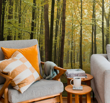 Forest wall mural autumn woodland scene - TenStickers