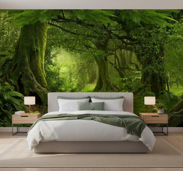 Forest wall mural lush woodland getaway - TenStickers