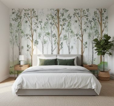 Forest wall mural minimalist botanical design - TenStickers