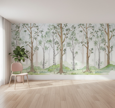 Forest wall mural pastel woodland breeze - TenStickers
