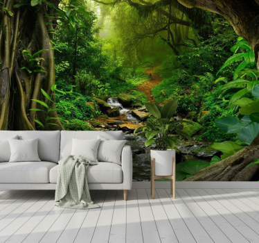 Forest wall mural tropical forest retreat - TenStickers