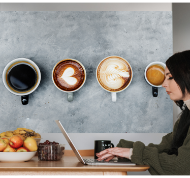 Four different coffees mural wallpaper - TenStickers