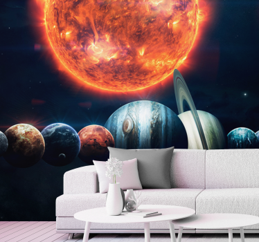 Galaxy with planets  space mural wallpaper - TenStickers
