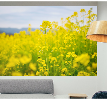 Golden Blossom Meadow flower wall mural - TenStickers