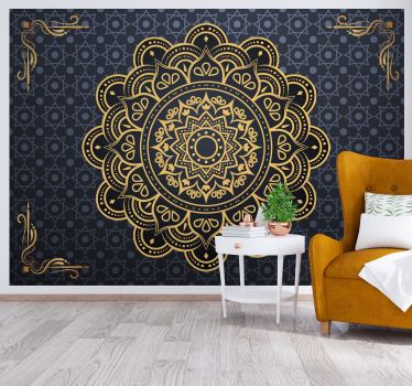 Golden mandala zen wall mural - TenStickers