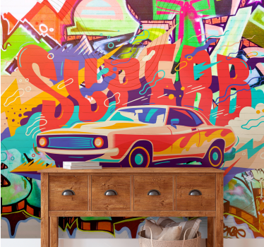 Graffiti wall mural retro car art design - TenStickers