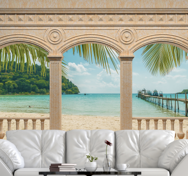 Greek archs with sea views 3d mural wallpaper - TenStickers