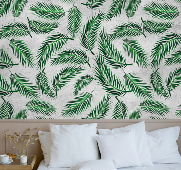 Green and white tropical plants nature murals - TenStickers