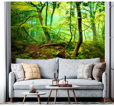 Green lightful forest mural wallpaper - TenStickers