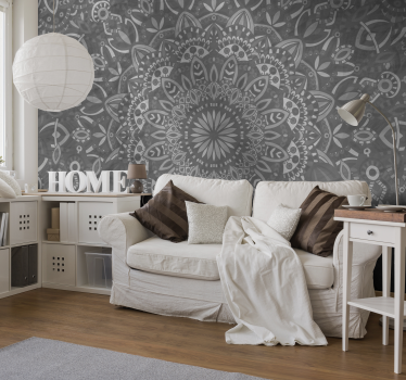 Grey mandala wall mural - TenStickers