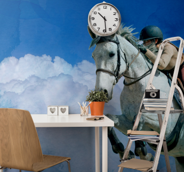 horse jumping from the cloud mural wallpaper - TenStickers