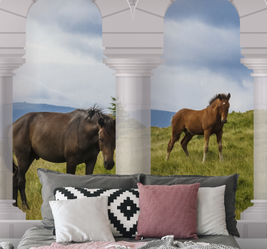 Horses in a forest mural wallpaper - TenStickers