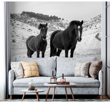 Horses in the snow  mural wallpaper - TenStickers