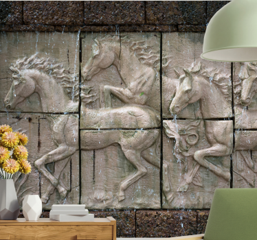 Horses running in the nature 3d mural wallpaper - TenStickers