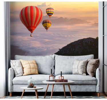 Hot-air balloons in the sky wall mural - TenStickers