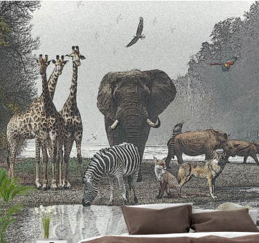 Jungle Wild animals forest mural wallpaper - TenStickers