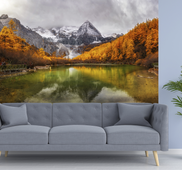 lake an rocks landscape wall mural - TenStickers