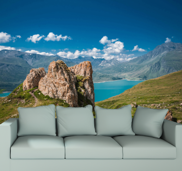 Lake Mont Cenis landscape wall mural - TenStickers