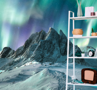 Landscape wall mural mountain auroras show - TenStickers