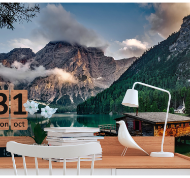 Landscape wall mural mountain lake getaway - TenStickers