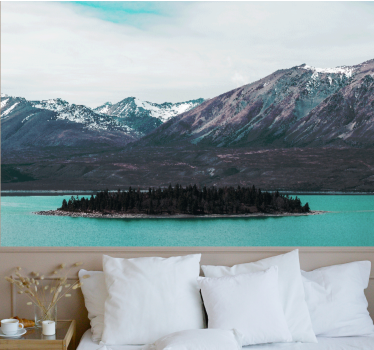 Landscape wall mural mountain lake island - TenStickers