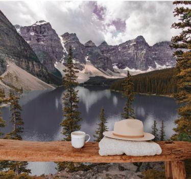 Landscape wall mural peaceful mountain lake - TenStickers