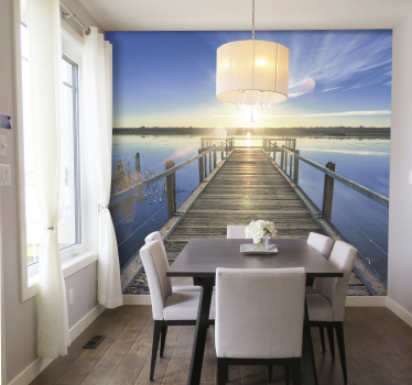 Landscape wall mural pier sunset view - TenStickers