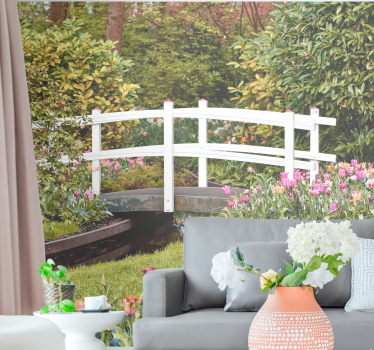 Landscape wall mural serene garden bridge - TenStickers