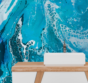 Ligh blue liquid marble effect Bathroom Wall Murals - TenStickers