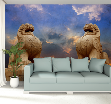 Stone lion wall mural - TenStickers