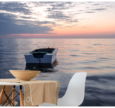 Lonely boat lake sea wall mural - TenStickers