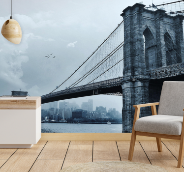 Manhattan bridge winter new york mural wallpaper - TenStickers