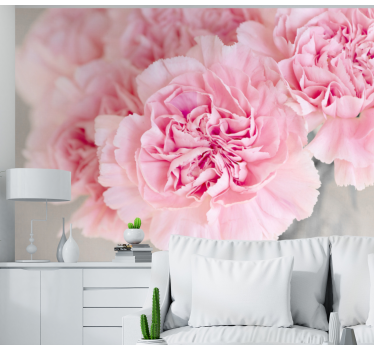 Many pink cloves grey background mural wallpaper - TenStickers