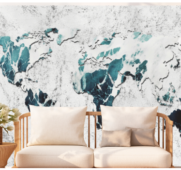 Marble world map world map wall mural - TenStickers