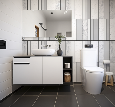 Mármol con líneas negras Bathroom Murals - TenStickers