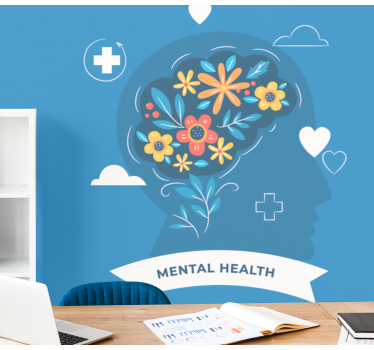 Mental Health brain modern mural wallpaper - TenStickers
