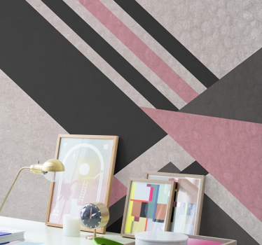 Modern geometric pattern with pink abstract mural - TenStickers