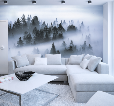 Morning fog forest  wall mural - TenStickers